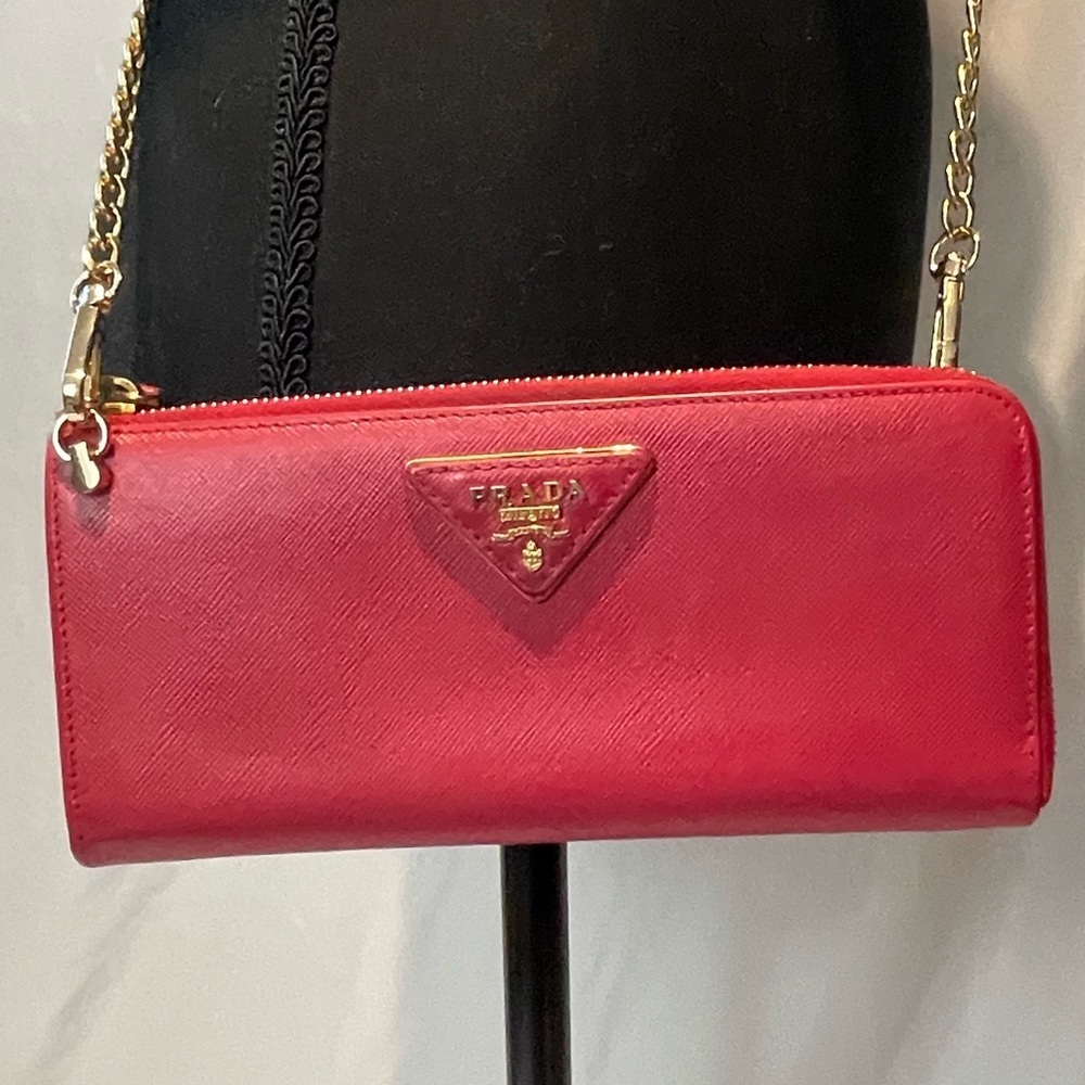 💯AUTH Prada Tessuto peony pink WOC